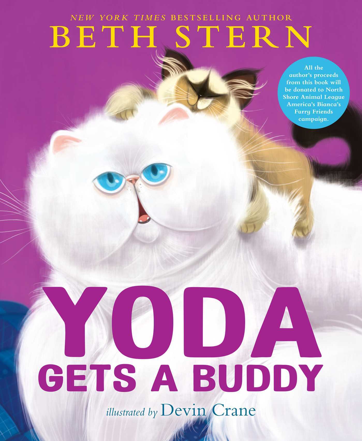 Cover of Yoda Gets a Buddy by Beth Stern, a children's picture book about a rescue cat learning friendship, kindness, pet adoption, and the joy of welcoming a new companion into a loving home.
