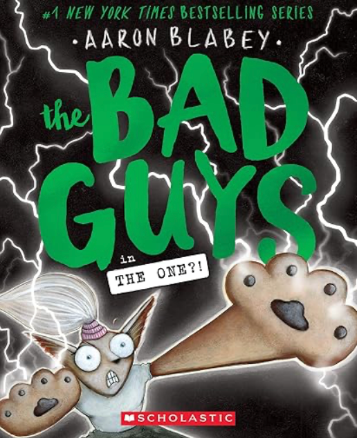 Cover of The Bad Guys in The One?! by Aaron Blabey, featuring the Bad Guys team in dynamic action poses against a vibrant background.