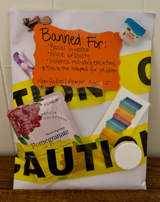 Book cover with 'Banned For' text and colorful design elements.