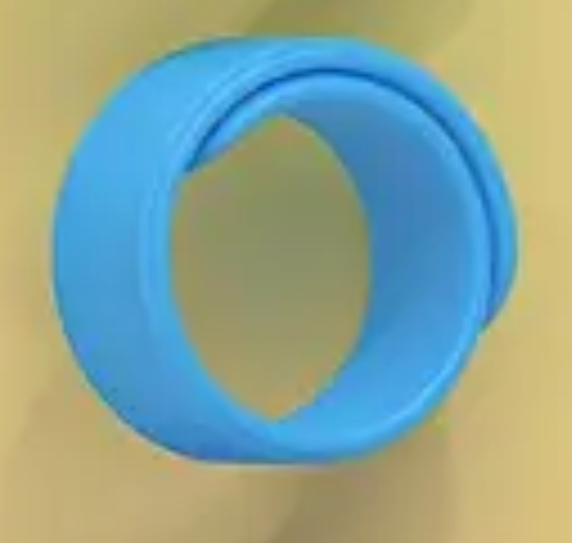 Blue circular object on a beige background