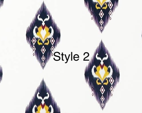 Patterned design with geometric shapes and 'Style 2' text on a white background