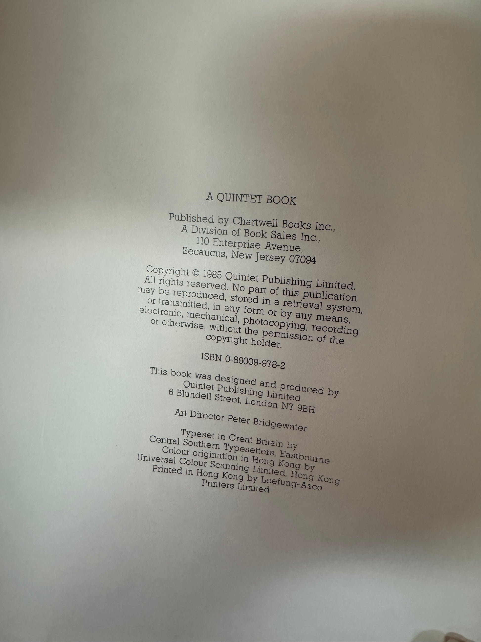 Copyright page from the 1985 edition of The Book of Christmas Carols.
