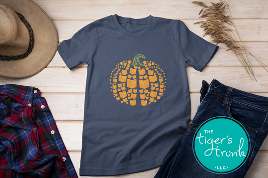 Short-Sleeve T-Shirt: Pumpkin Pages, Fall Into Reading