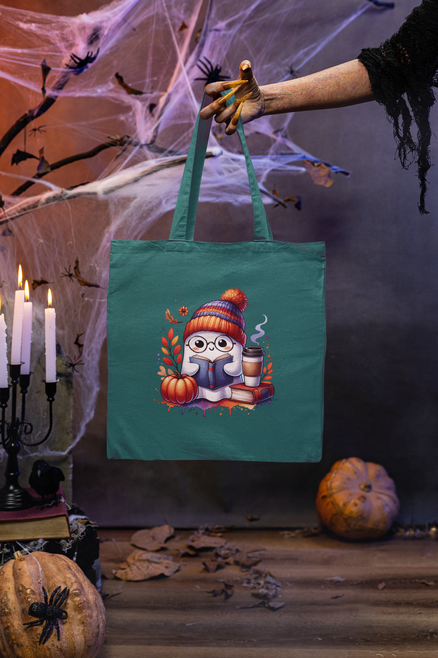 Canvas Tote Bag: Bookish Ghost