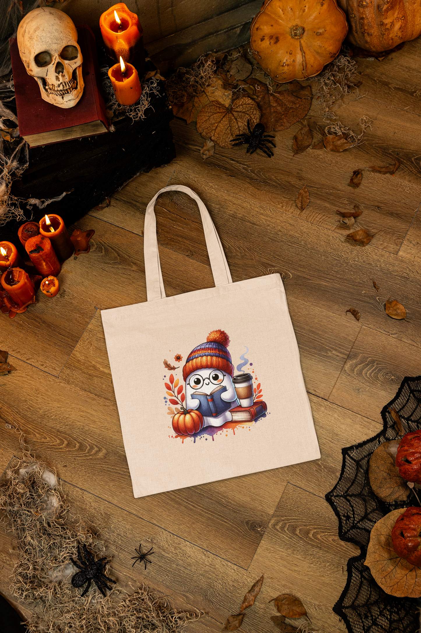 Canvas Tote Bag: Bookish Ghost