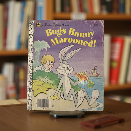 Front cover of Bugs Bunny Marooned Little Golden Book by Jack Harris featuring Bugs Bunny on a space adventure