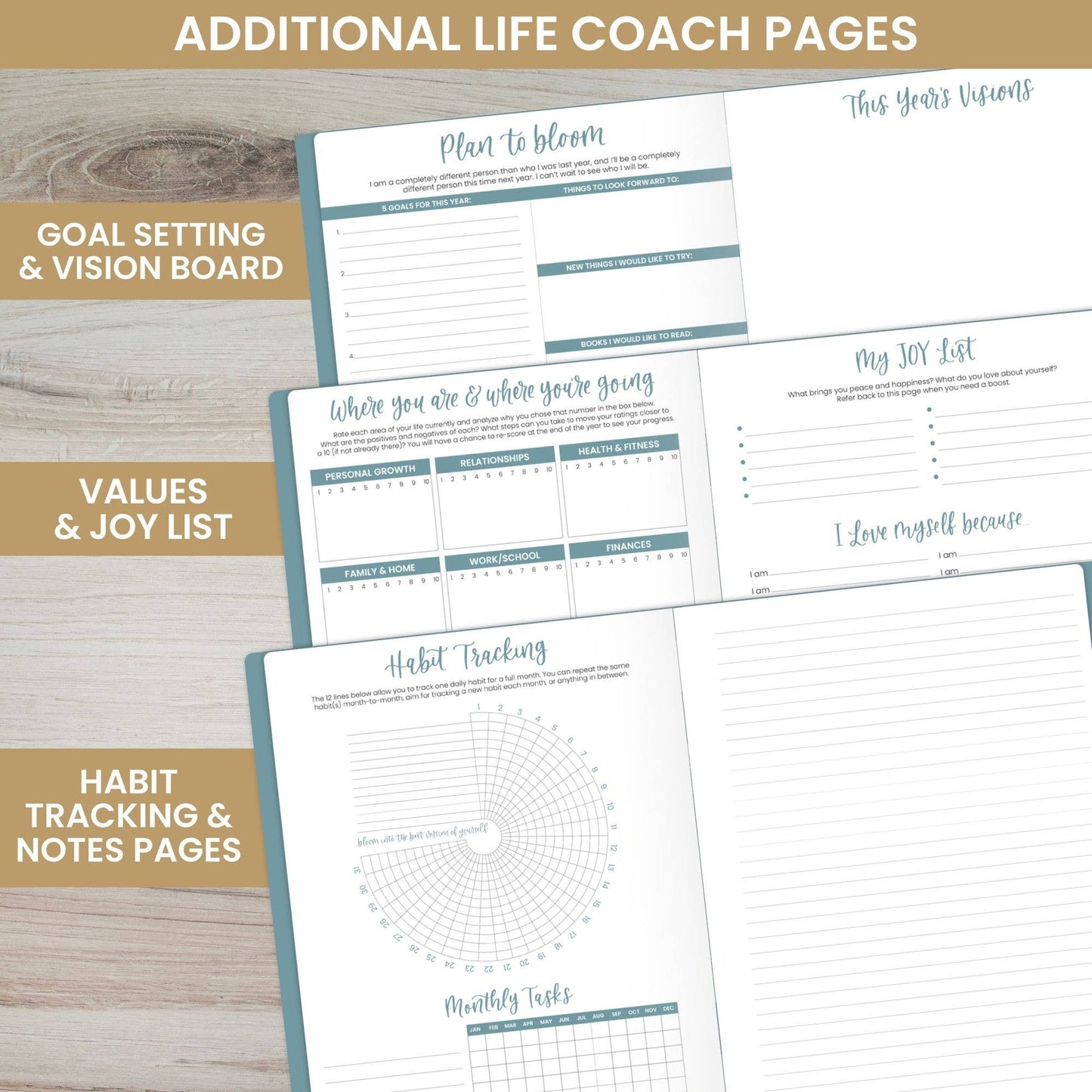 Calendar: 2025 12-Month Planner with Goal Tracking, Vision Board, & More