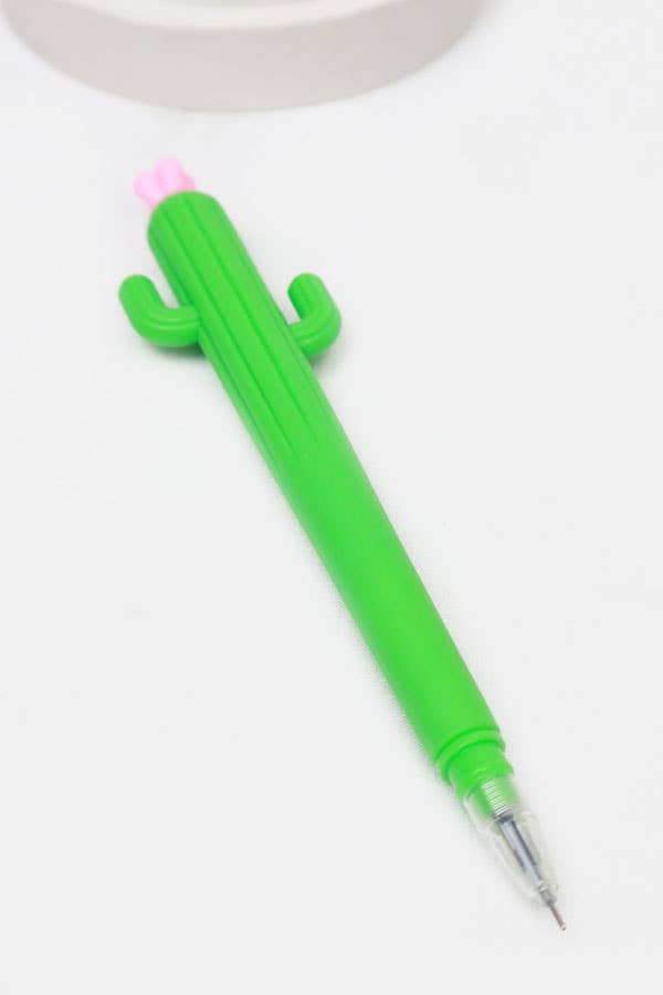 Cactus-shaped gel pen with a vibrant green design, perfect for writing, journaling, or gifting.