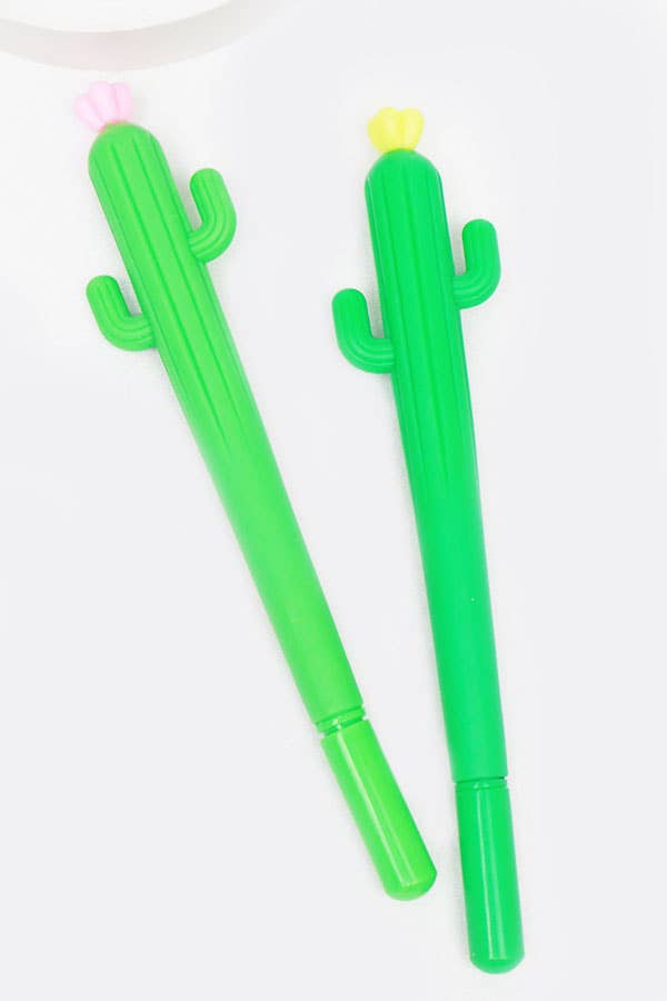 Cactus-shaped gel pen with a vibrant green design, perfect for writing, journaling, or gifting.