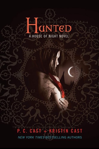 Cover of Hunted by P.C. Cast and Kristin Cast, featuring a dark, mysterious design.​