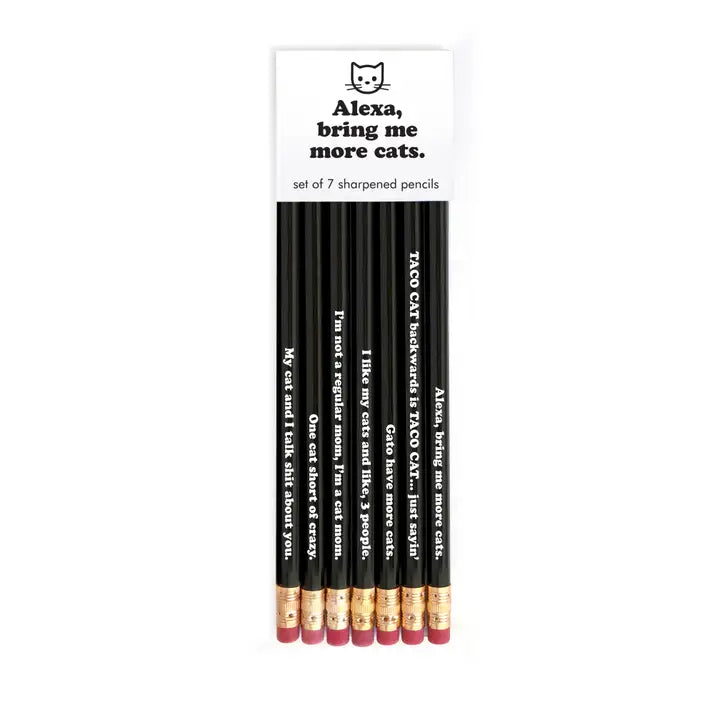 Pencil Set: 7 #2 Cat Pencils