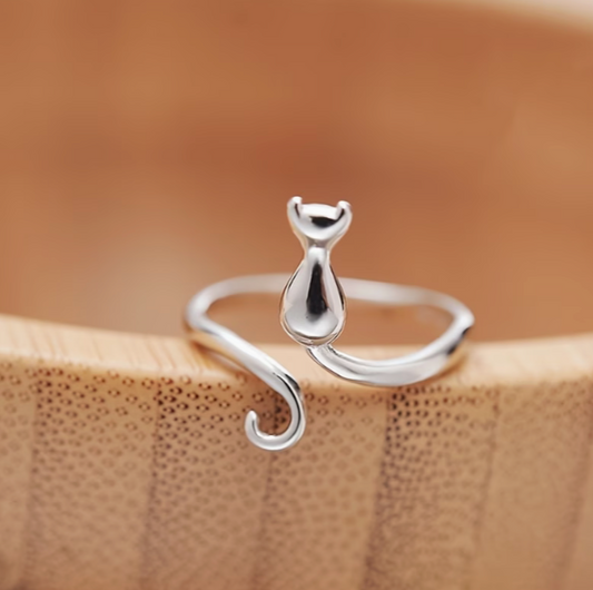 Silver Tone Cat Tail Wrap Ring
