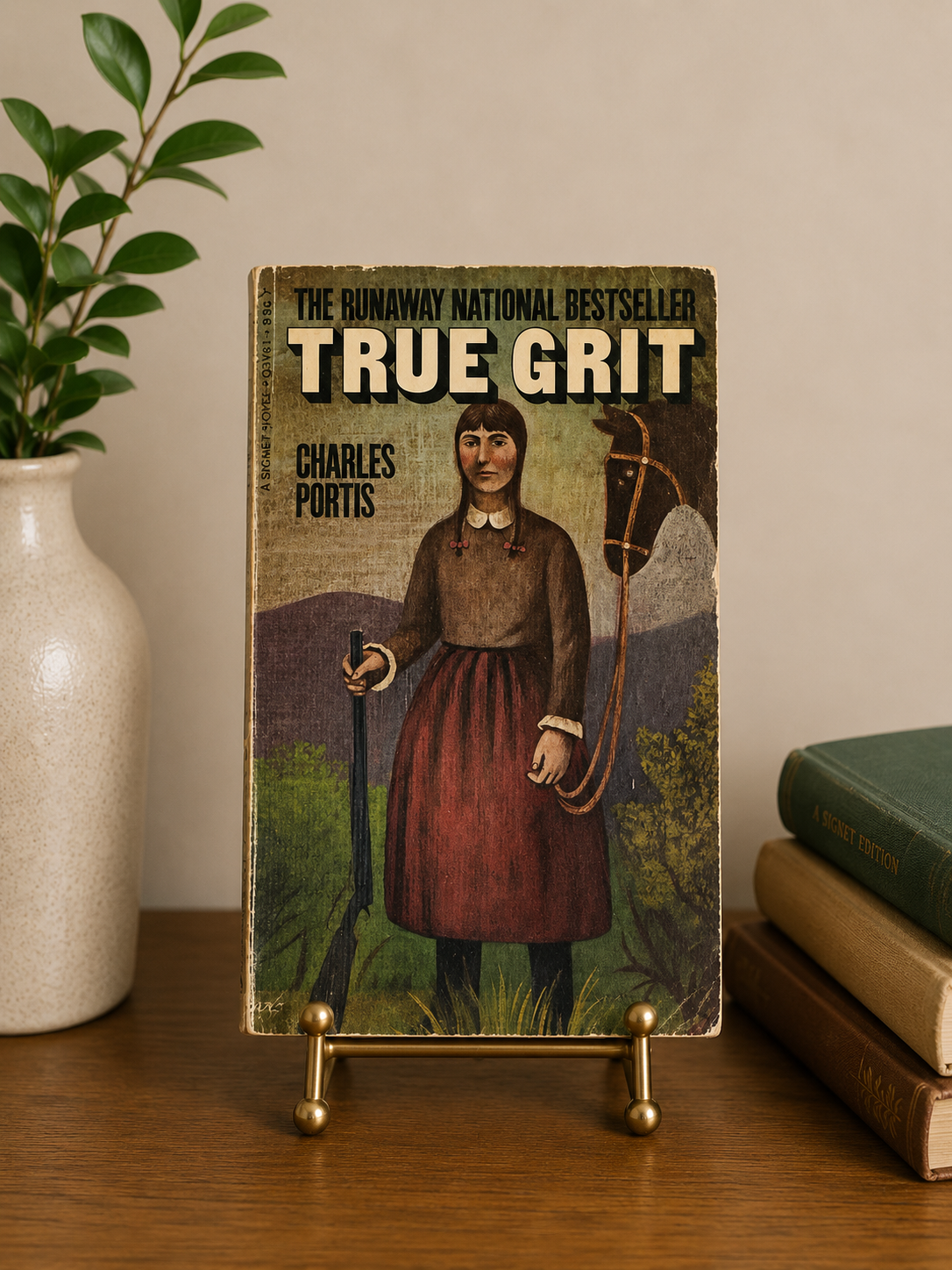 Vintage 1969 first Signet printing of True Grit by Charles Portis featuring original Western cover artwork