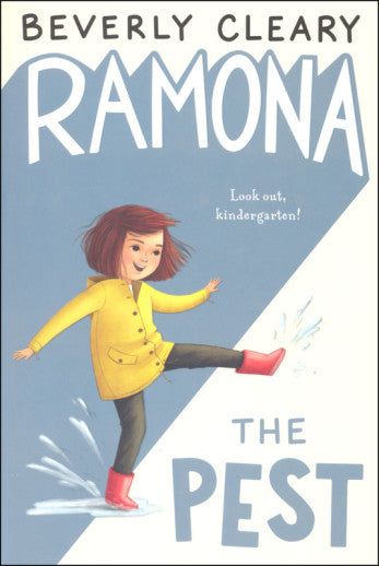 Front cover of Ramona the Pest by Beverly Cleary, featuring an illustration of Ramona in a yellow raincoat.