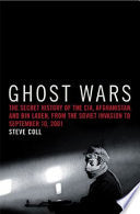 Cover of Ghost Wars by Steve Coll, featuring a shadowy figure against a dark backdrop, symbolizing the covert operations detailed in the book.