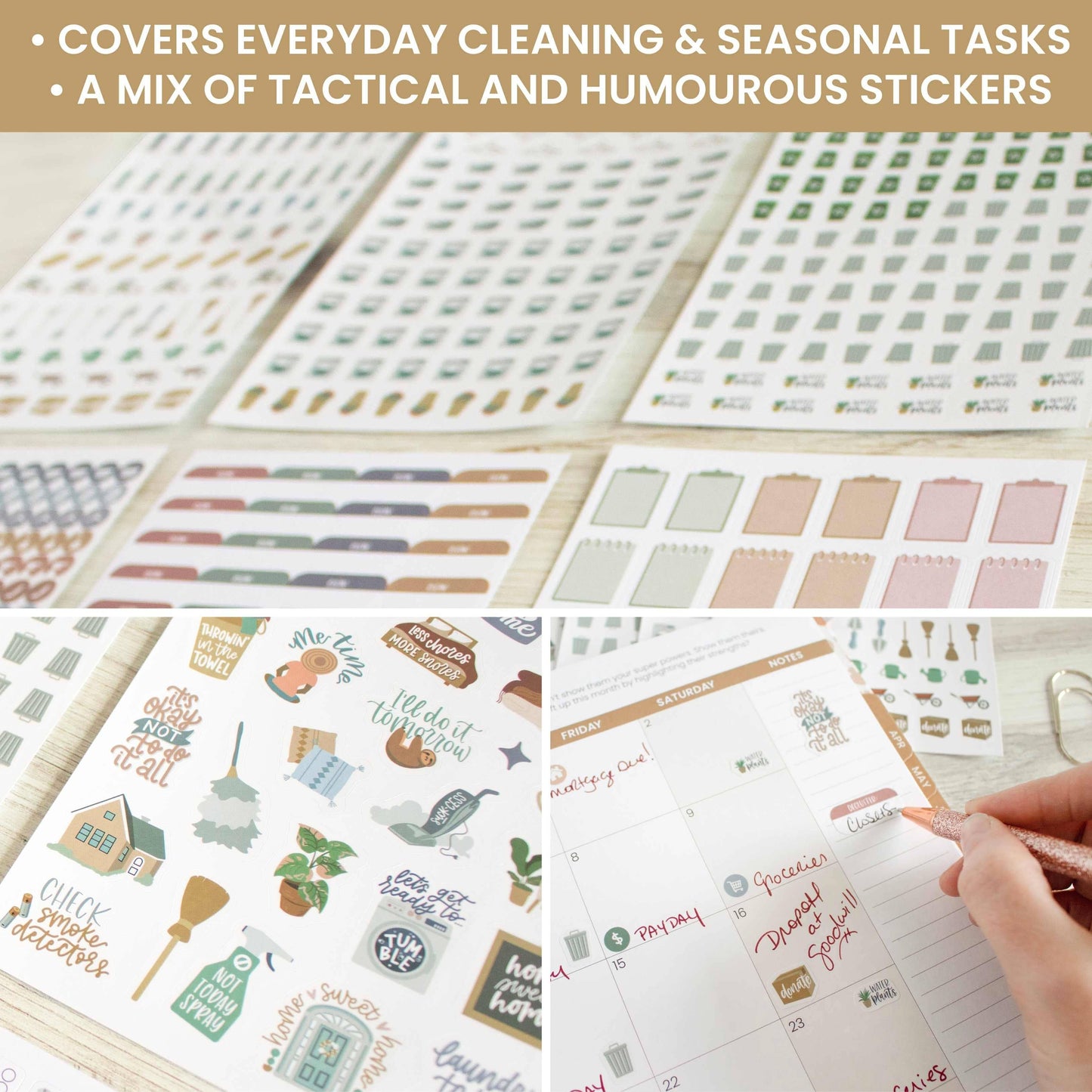 Sticker Pack for Household Chores: 736 Stickers for Cleaning and Organizing