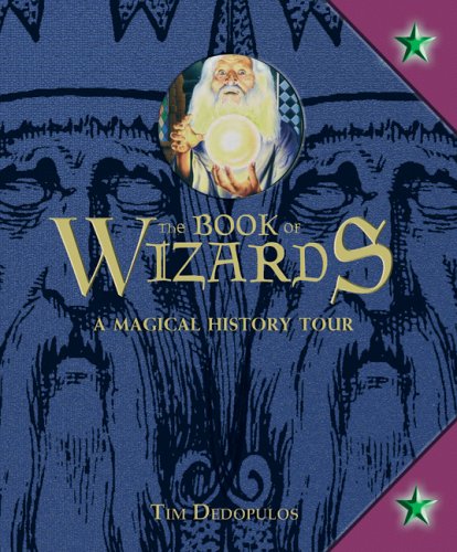 Book cover of 'The Book of Wizards' with a wizard illustration and title text.