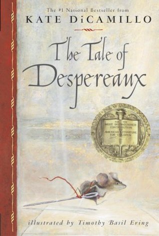 Book cover of 'The Tale of Despereaux' by Kate DiCamillo with a mouse and sword illustration.