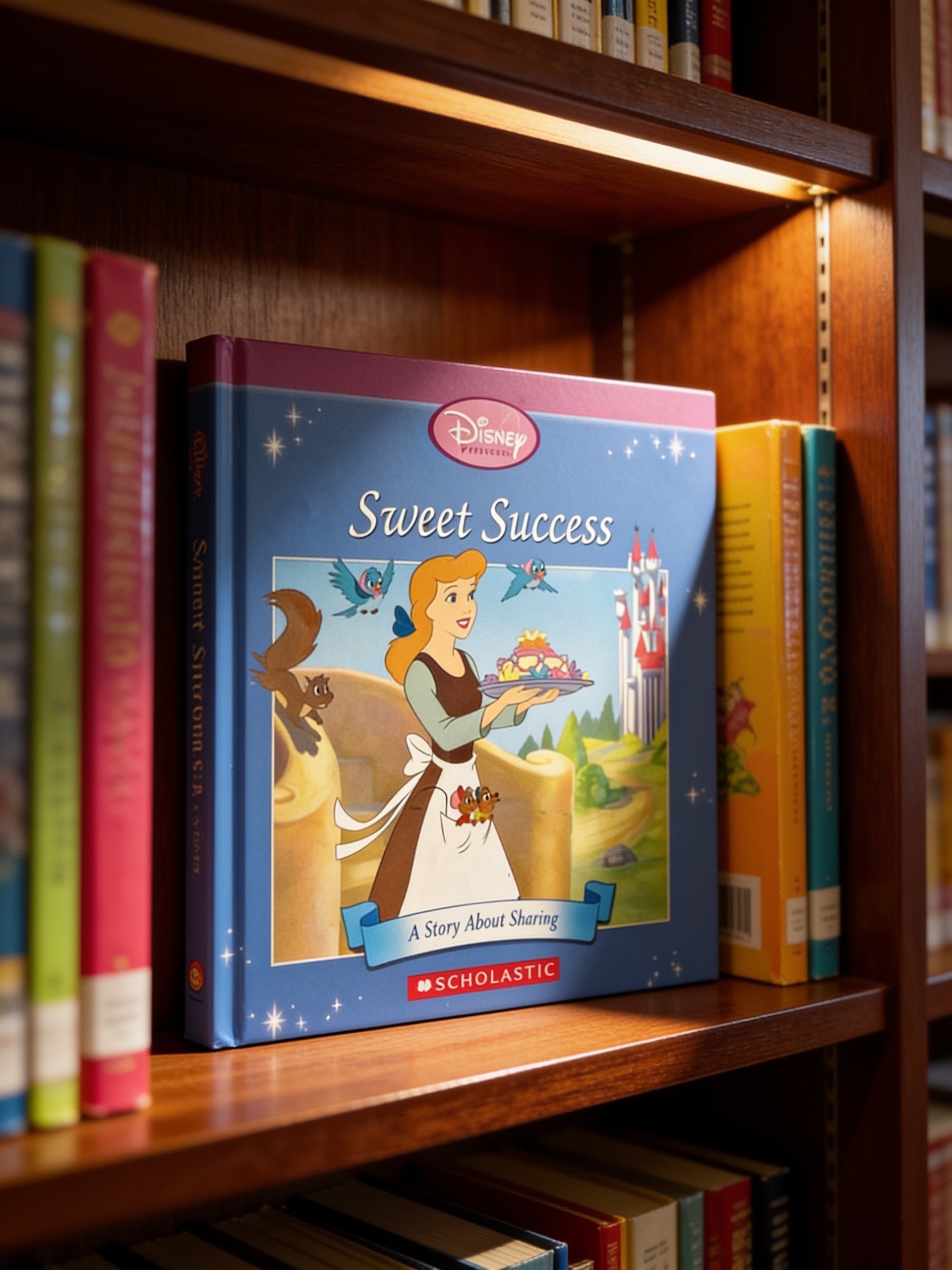 Cover of Cinderella: Sweet Success! A Story About Sharing, a Disney Princess children's picture book teaching kindness, generosity, cooperation, and the importance of sharing through a story featuring Cinderella.