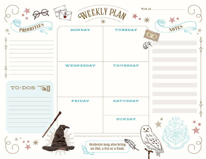 Calendar: Weekly Planner Notepad