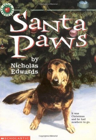 Front cover of Santa Paws by Nicholas Edwards shown on a simple background, children’s Christmas dog adventure book