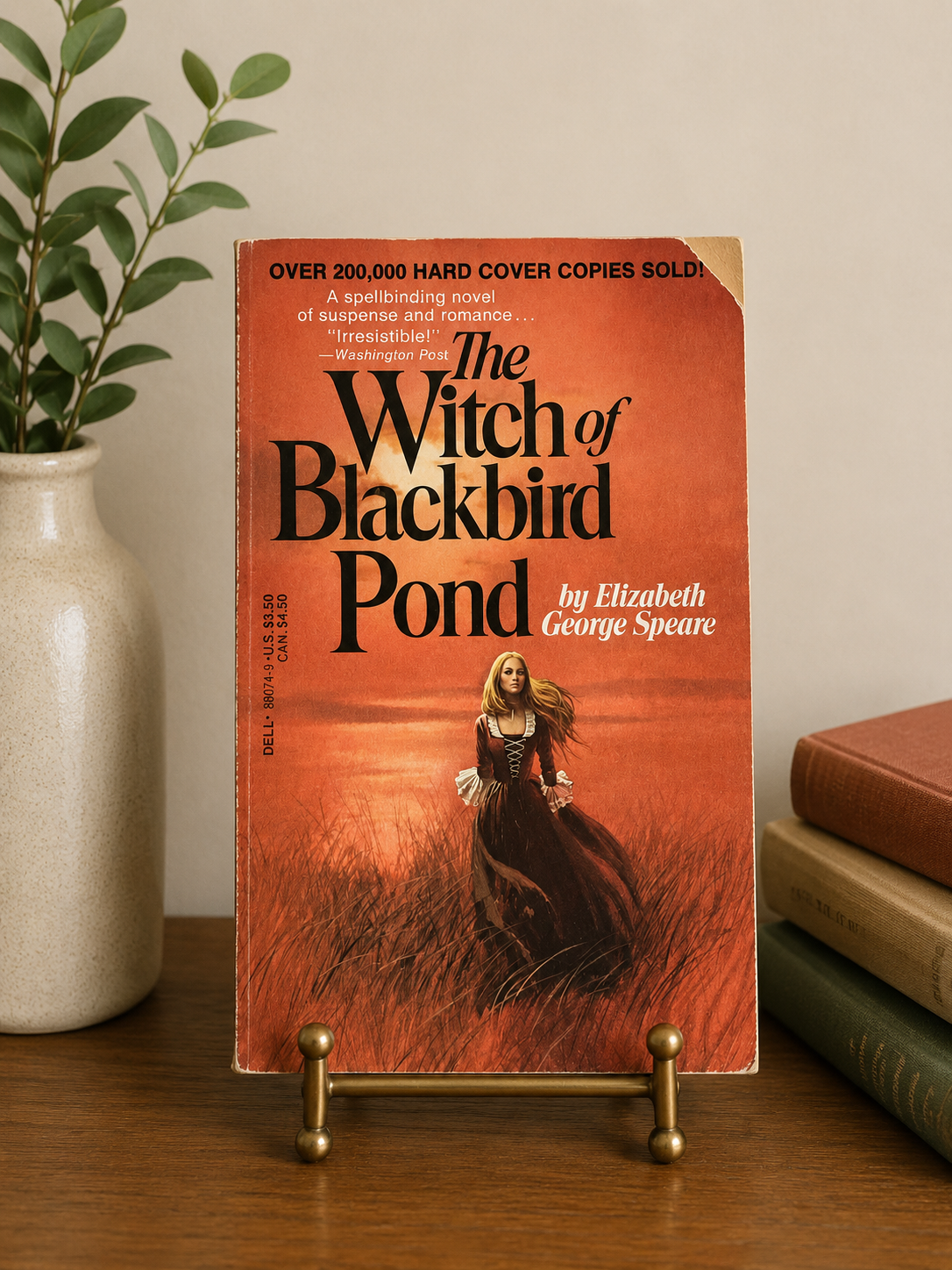 Vintage 1971 Dell paperback edition of The Witch of Blackbird Pond by Elizabeth George Speare featuring historical fiction cover art