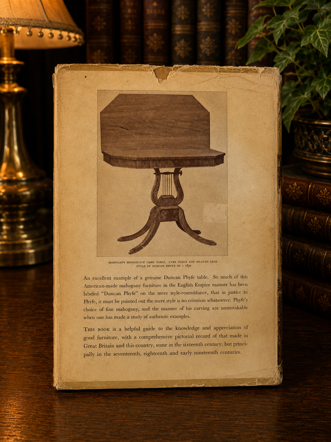 Rear dust jacket of English and American Furniture reference book.
