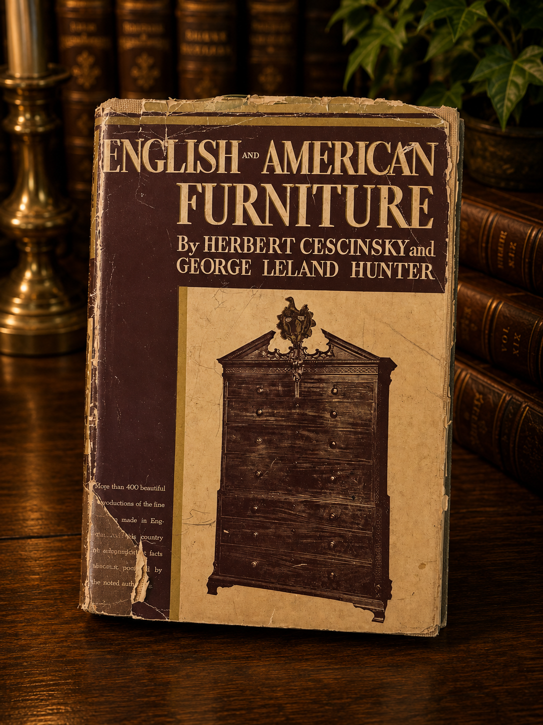 Front dust jacket of English and American Furniture by Herbert Cescinsky and George Leland Hunter.