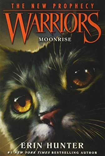 Warriors: The New Prophecy: Moonrise by Erin Hunter displayed on a bookshelf