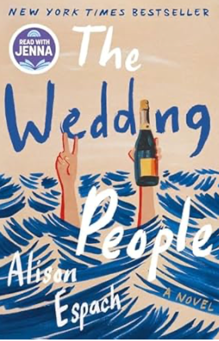 Cover of The Wedding People by Alison Espach, featuring a stylized illustration of a woman in a green dress.