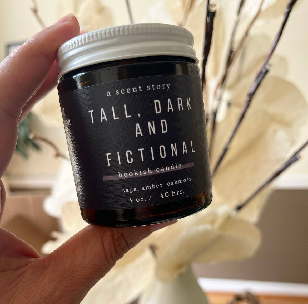 Candle, Hand-Poured Soy: Tall, Dark & Fictional