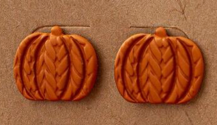 Wooden Pumpkin Stud Earrings