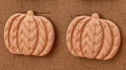 Wooden Pumpkin Stud Earrings