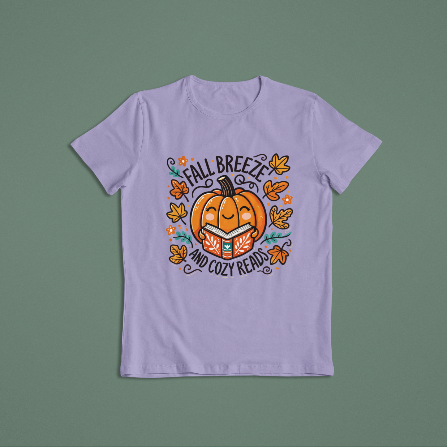 Short-Sleeve T-Shirt: Fall Breeze and Cozy Reads Pumpkin Shirt