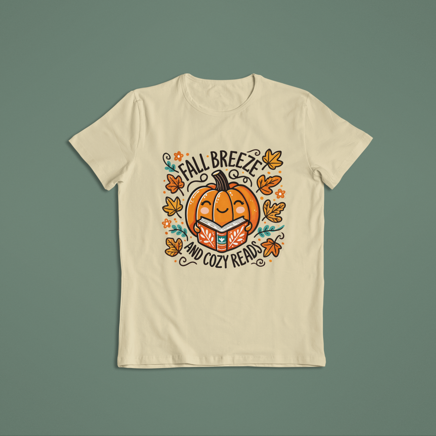 Short-Sleeve T-Shirt: Fall Breeze and Cozy Reads Pumpkin Shirt