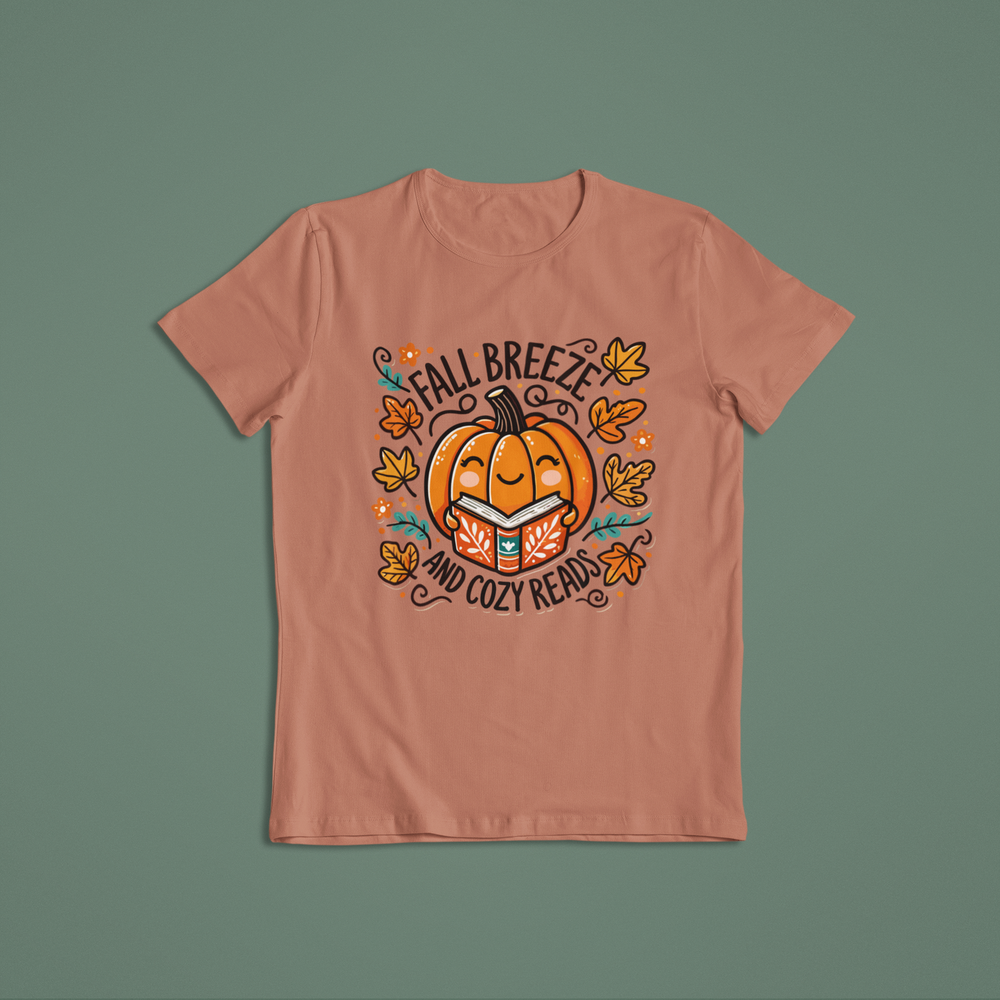 Short-Sleeve T-Shirt: Fall Breeze and Cozy Reads Pumpkin Shirt