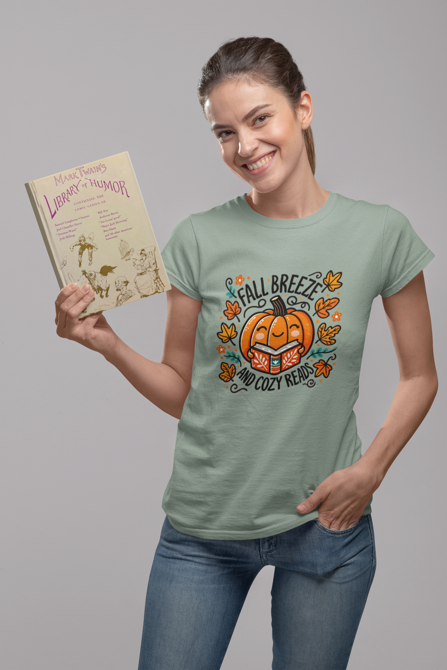 Short-Sleeve T-Shirt: Fall Breeze and Cozy Reads Pumpkin Shirt