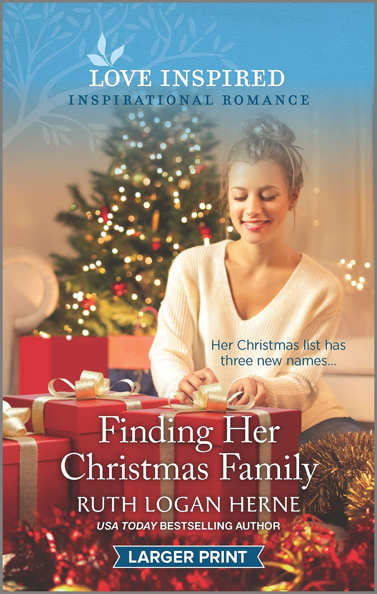Cover of Finding Her Christmas Family by Ruth Herne, a Christian Christmas romance featuring family, faith, and cozy holiday themes.