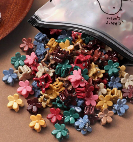 Mini Fall Flower Hair Clips, Pack of 5