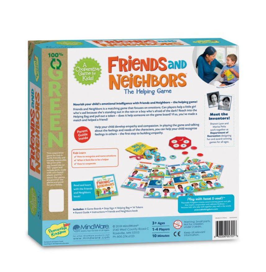 Board game box for 'Friends and Neighbors' by MindWare on a white background
