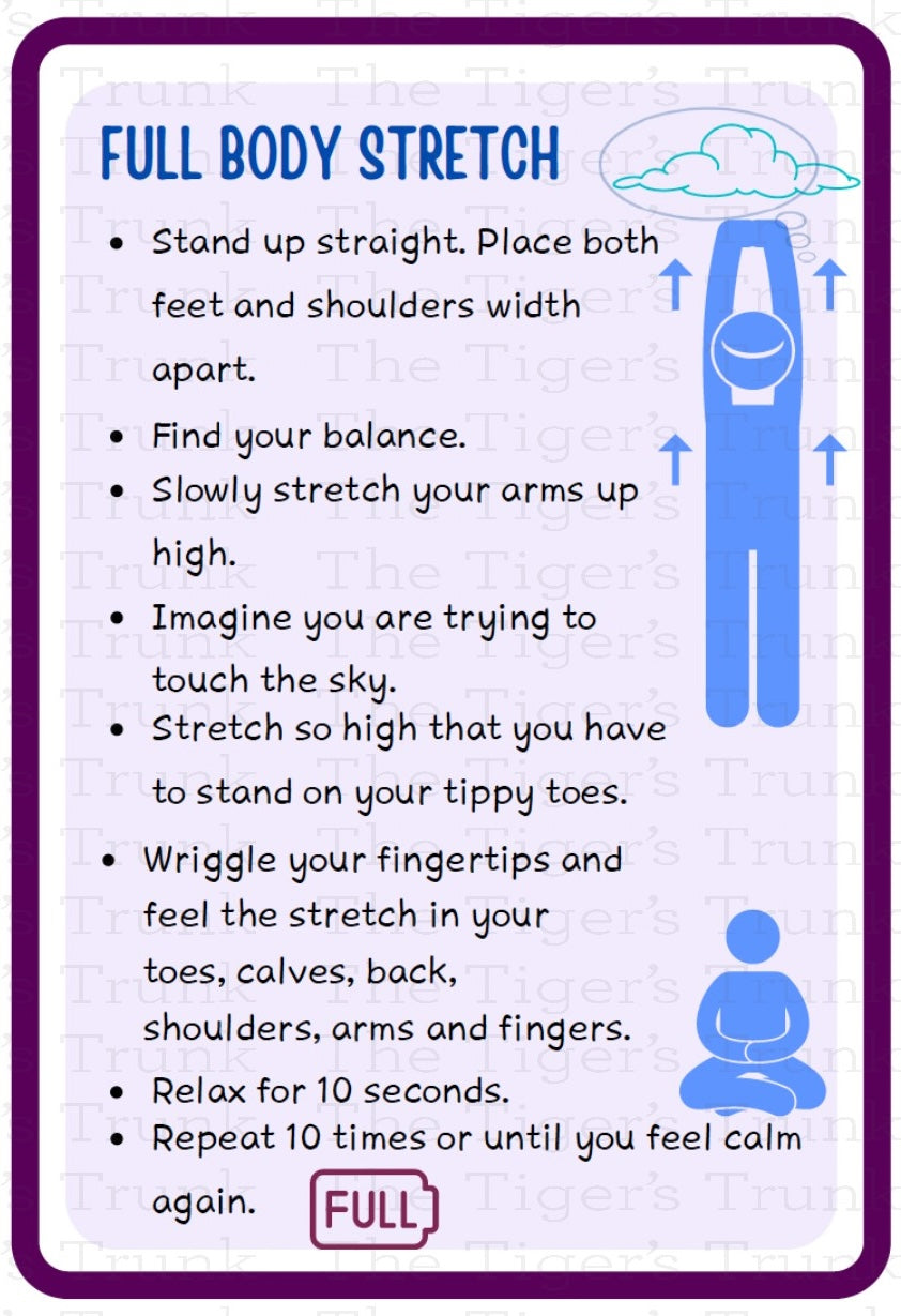 Individual mindfulness card featuring a mental health prompt for daily grounding and emotional well-being