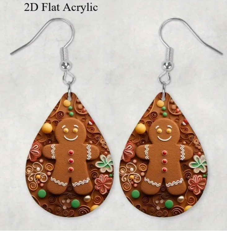 Gingerbread Man Teardrop Earrings