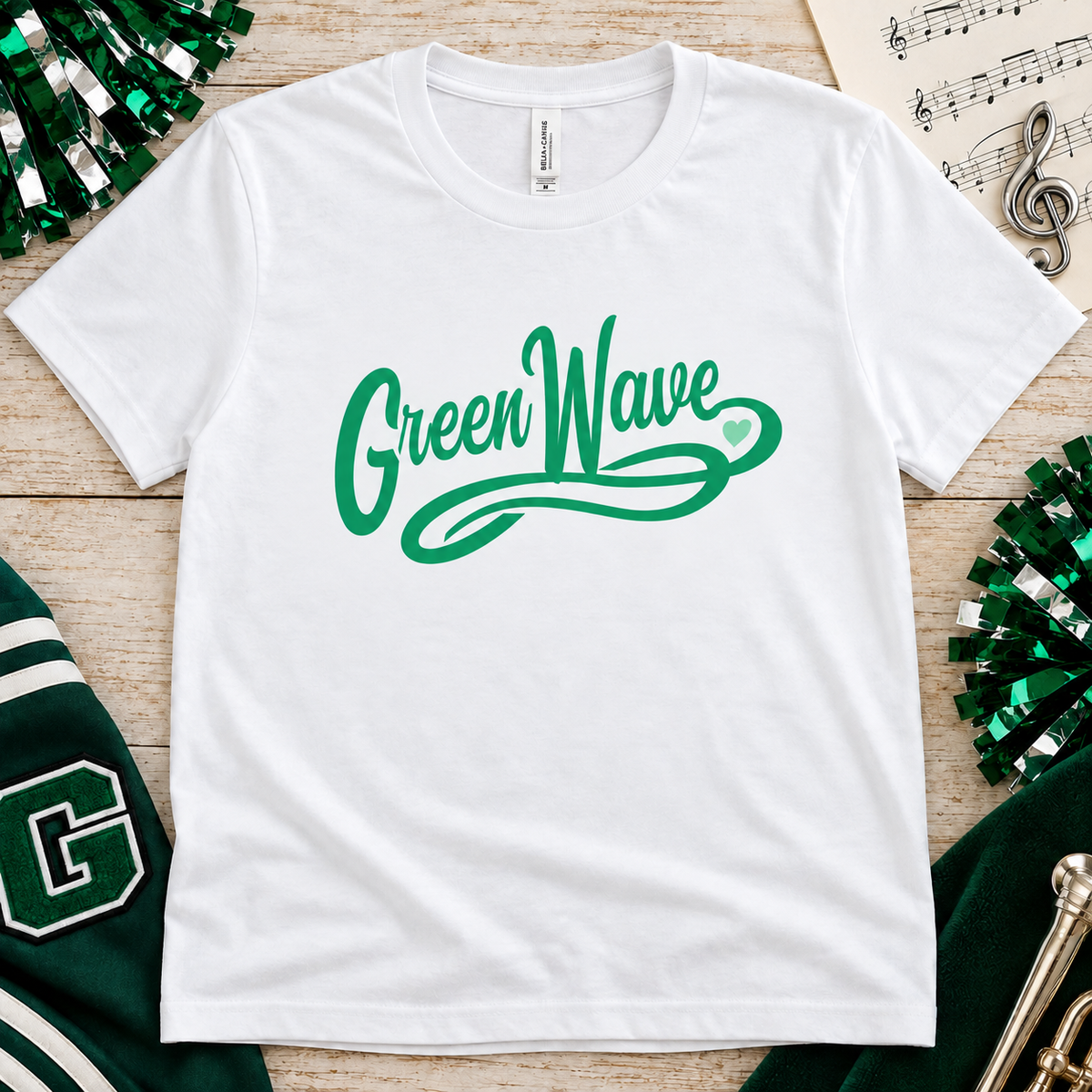 Greenwave Script Shirt with Heart