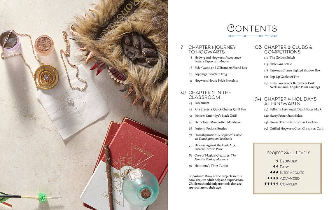 Harry Potter Crafting Wizardry book featuring enchanting DIY projects inspired by the Wizarding World, including wands, potions, and house-themed crafts.