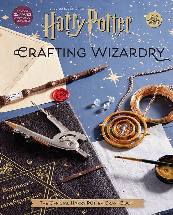 Harry Potter Crafting Wizardry book featuring enchanting DIY projects inspired by the Wizarding World, including wands, potions, and house-themed crafts.
