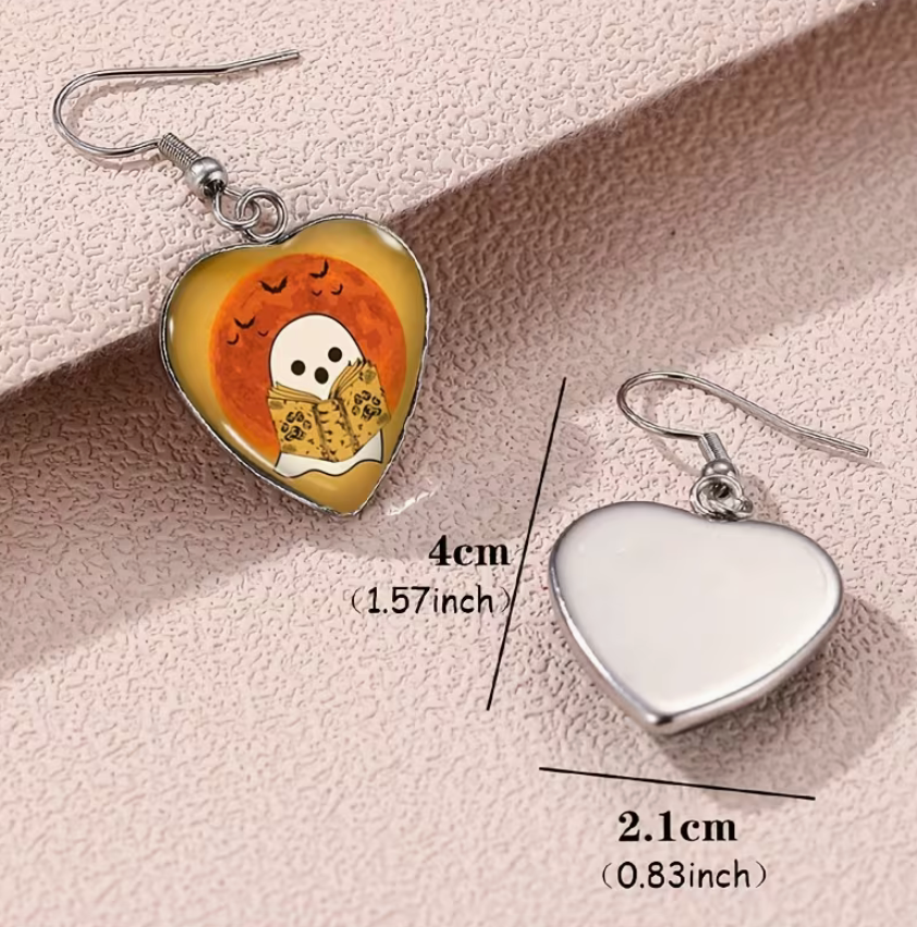 Backside of heart-shaped earrings with smooth silver-tone finish