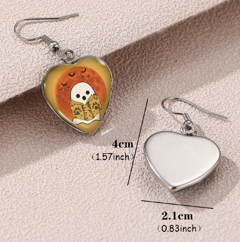 Backside of heart-shaped earrings with smooth silver-tone finish