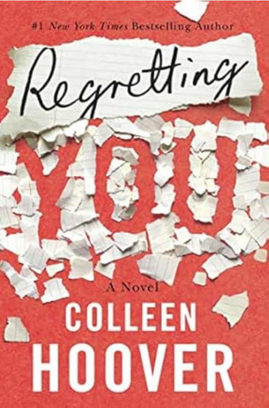 "Front cover of Regretting You by Colleen Hoover, featuring a vibrant floral explosion design with the title in bold white text."