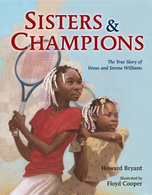 Book cover of 'Sisters & Champions' featuring two young girls with tennis rackets.