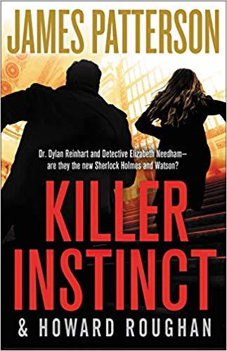 Book cover of 'Killer Instinct' by James Patterson and Howard Roughan with silhouettes of a man and woman running.